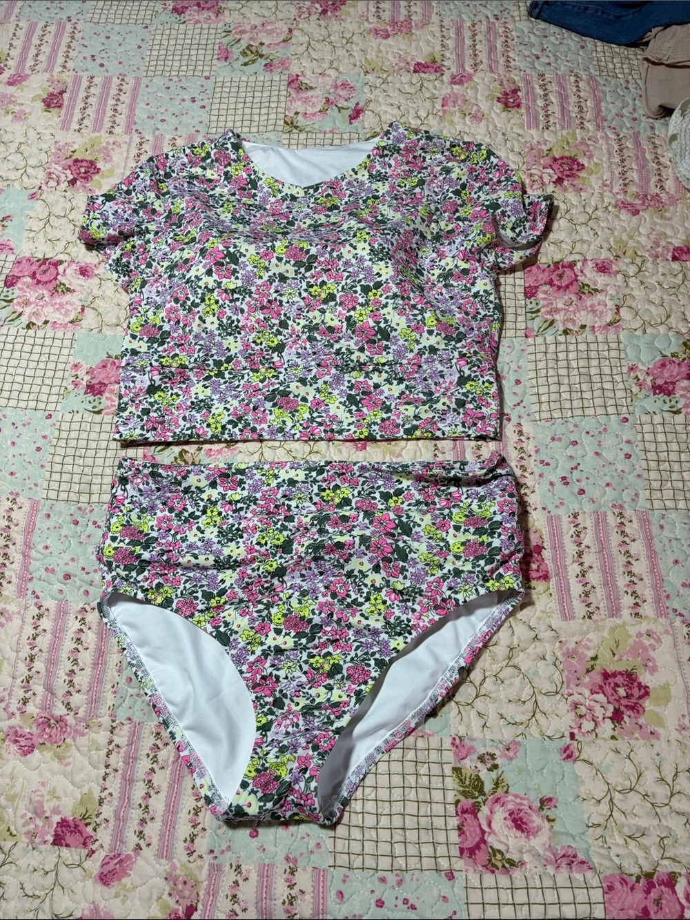Lands' End Floral Bikini Set in Pink, Purple & Yellow